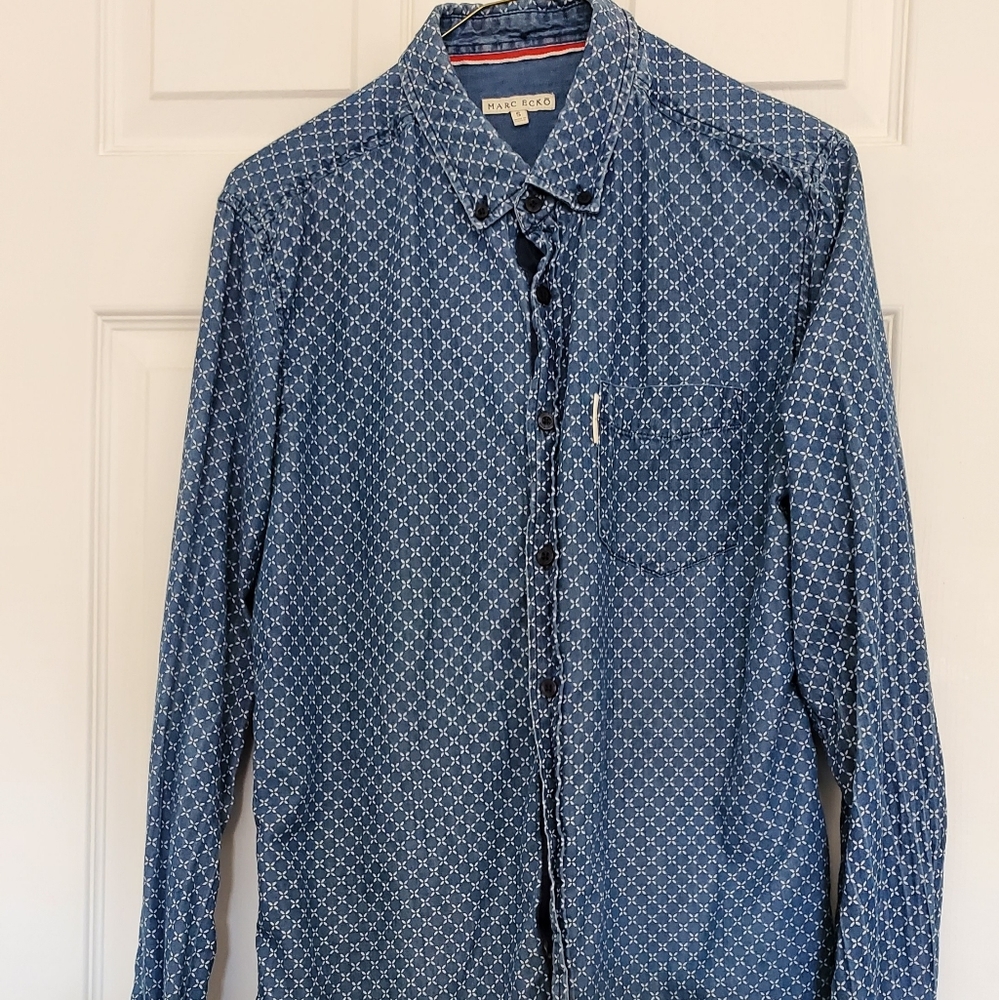 Mens Marc Ecko Shirt Cotton Denim Shirt Size S